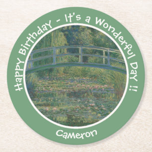 Monets Party Water-Lily Pond und Footbridge Runder Pappuntersetzer