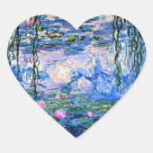 Monets Seerosen Herz-Aufkleber (Vorderseite)