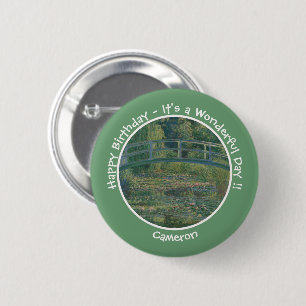 Monets Seerosenteich und Fußgängerbrücke Partyarti Button