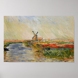 Monets Tulip Field in Holland Poster