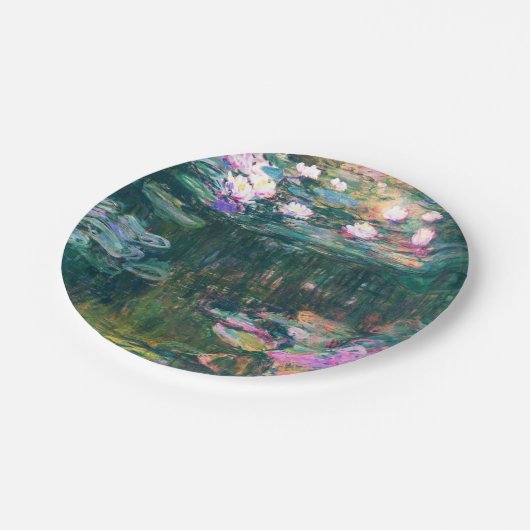 Monets Wasser-Lilien Pappteller (Schrägansicht)