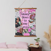 Money Affirmation Wall Tapestry Wandteppich Mit Holzrahmen (Schlafzimmer)