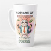 Money Can't Buy Happiness Funny Cat Lover Gift Milchtasse (Linke Ecke)