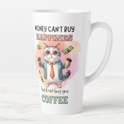 Money Can't Buy Happiness Funny Cat Lover Gift Milchtasse (Rechts)