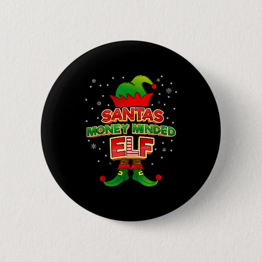 Money Minded Elf Christmas Matching Costumes X-mas Button (Vorderseite)