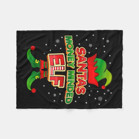 Money Minded Elf Christmas Matching Costumes X-mas Fleecedecke (Vorderseite (Horizontal))