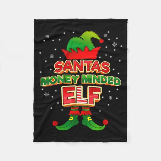 Money Minded Elf Christmas Matching Costumes X-mas Fleecedecke (Vorderseite)