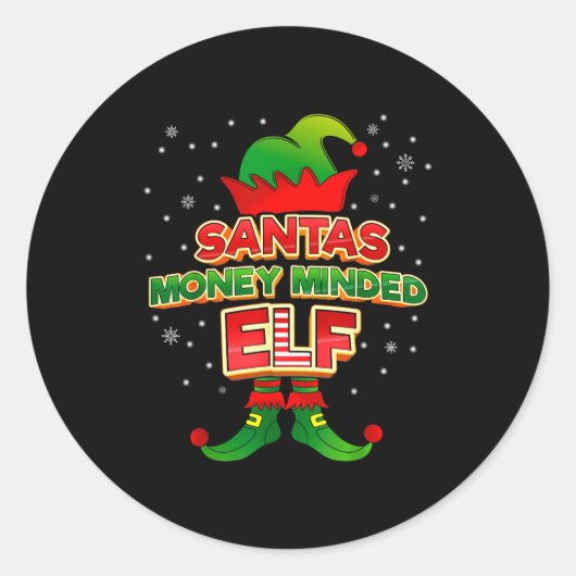 Money Minded Elf Christmas Matching Costumes X-mas Runder Aufkleber (Vorderseite)