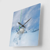 Money on fish hook quadratische wanduhr (Winkel)