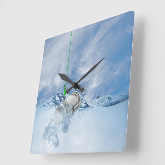 Money on fish hook quadratische wanduhr (Winkel)