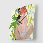 Money On Her Mind Quadratische Wanduhr (Winkel)