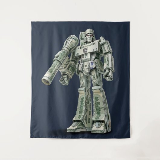 Money Origami Mega Tron Roboter Wandteppich (Vorderseite)