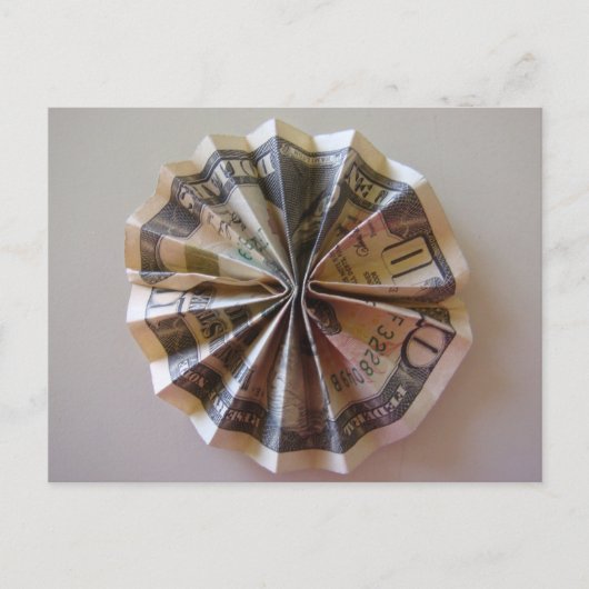Money Origami Rosette Postkarte (Vorderseite)