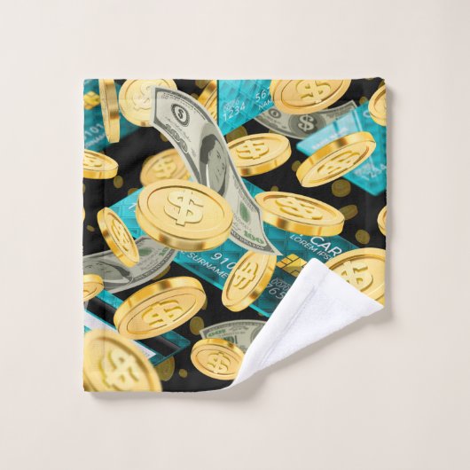 Money Pattern 2 Badhandtuch Set (Waschlappen)