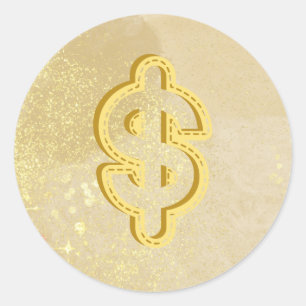Money Reiki infundierte GelbDollar-Symbol Runder Aufkleber