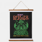 Money Rules: The Green Reaper of Wealth Wandteppich Mit Holzrahmen (Vorderseite)