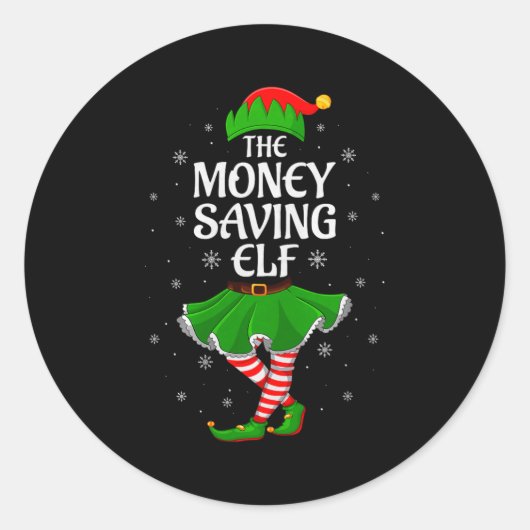 Money Saving Elf Christmas Family Girls Women Elf Runder Aufkleber (Vorderseite)
