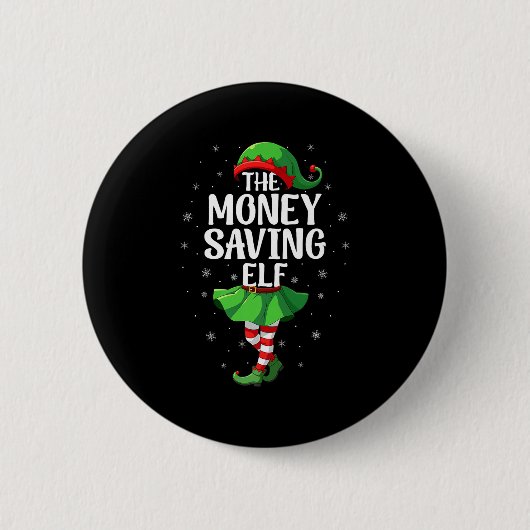Money Saving Elf Christmas Girls Women Elf Squad X Button (Vorderseite)