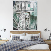 Money Stretched Canvas Print Leinwanddruck (Insitu (Schlafzimmer))