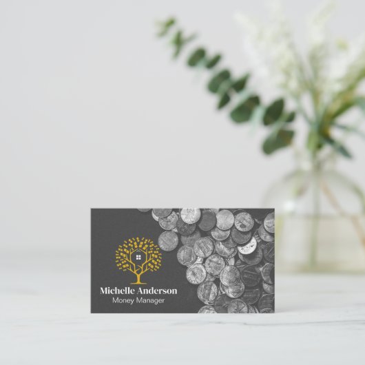 Money Tree | Münzen Visitenkarte (Stehend Vorderseite)