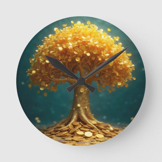 Money tree wall clock runde wanduhr (Vorderseite)