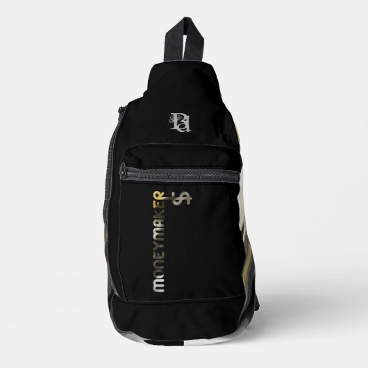 MONEYMAKER Black Sling Bag Trend Abstrakt (Vorderseite)