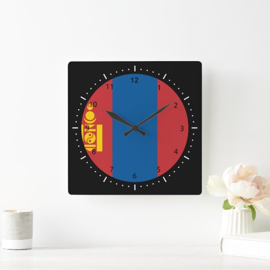 Mongol (Mongolei) flag Wall Clock Quadratische Wanduhr (Zuhause)