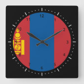 Mongol (Mongolei) flag Wall Clock Quadratische Wanduhr (Vorderseite)