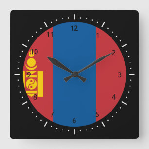 Mongol (Mongolei) flag Wall Clock Quadratische Wanduhr