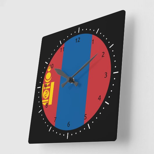 Mongol (Mongolei) flag Wall Clock Quadratische Wanduhr (Winkel)