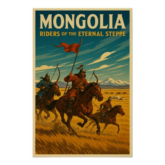 Mongolei - Fahrer der Ewigen Steppe Poster (Vorderseite)
