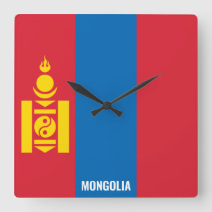 Mongolei Flag Dazzling Patriotic Quadratische Wanduhr