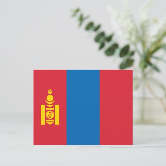 Mongolei, Flagge der Mongolei Postkarte (Stehend Vorderseite)
