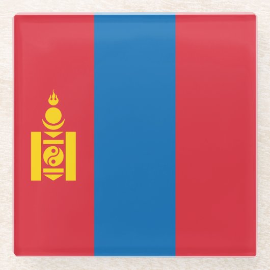 Mongolei-Flagge Glasuntersetzer (Vorderseite)