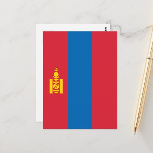 Mongolei-Flagge Postkarte (Vorderseite/Rückseite Beispiel)