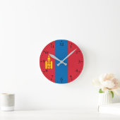 Mongolei-Flagge Runde Wanduhr (Zuhause)