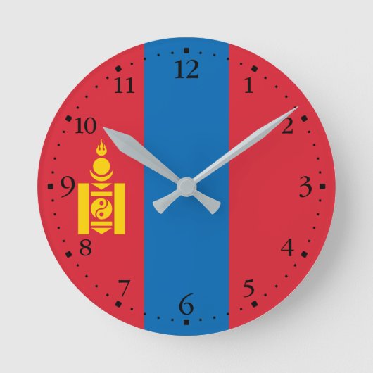 Mongolei-Flagge Runde Wanduhr (Vorderseite)