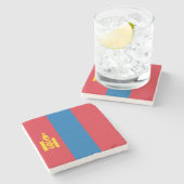 Mongolei-Flagge Steinuntersetzer (Seitenansicht)