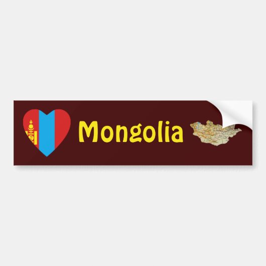 Mongolei Flaggenherz + Karte Autoaufkleber (Vorne)