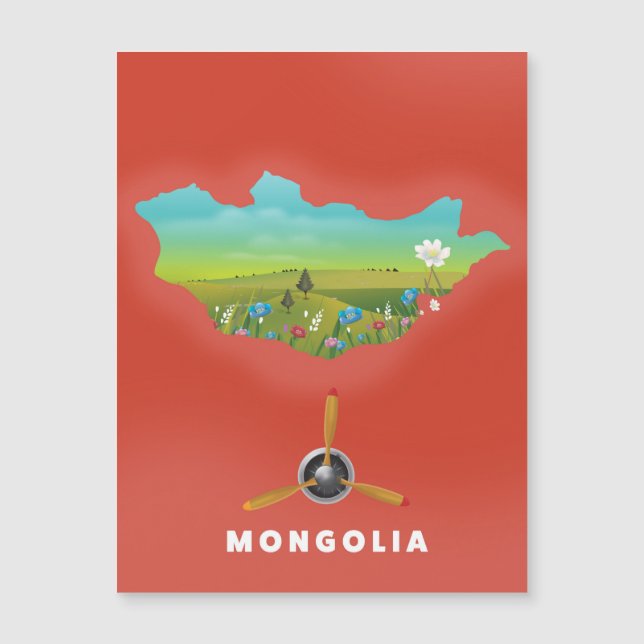 Mongolei Illustrierte Karte Tourismus Poster. (Vorderseite)