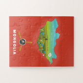 Mongolei Illustrierte Karte Tourismus Poster. Puzzle (Horizontal)