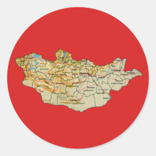 Mongolei-Kartenaufkleber Runder Aufkleber