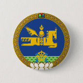 Mongolei Landeswappen Symbol Emblem Flagge Pferd Button (Vorderseite)