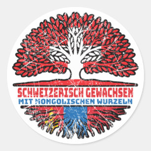 Mongolei Mongolisch Schweizer Schweiz Baum Wurzel Runder Aufkleber
