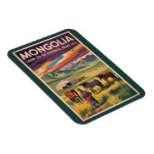 Mongolei Pferde Jurte Illustration Reise Kunst Ret Magnet (Rechte Seite)
