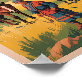 Mongolei Pferde Jurte Illustration Reise Kunst Ret Poster (Ecke)