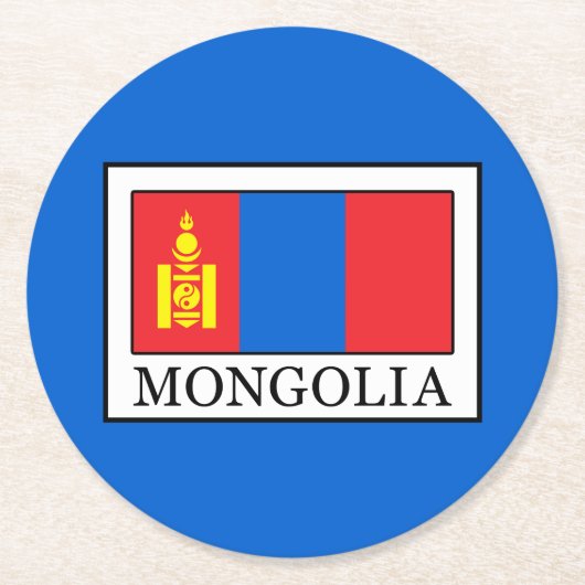 Mongolei Runder Pappuntersetzer (Vorderseite)