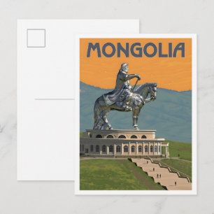 Mongolei Vintage Art Reise Postkarte
