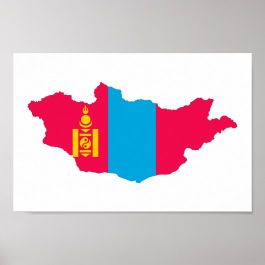 mongolia country flag map shape symbol poster (Vorne)