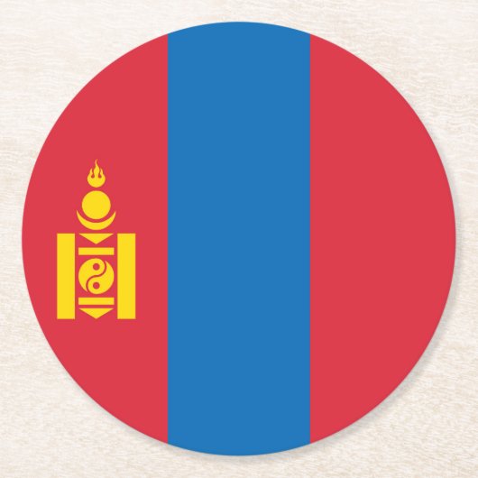 Mongolia flag runder pappuntersetzer (Vorderseite)